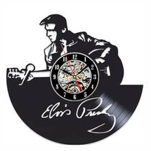 Elvis-Reloj de pared con discos de vinilo, diseño moderno 3D, decorativo, del Rock Rey, colgante, para decoración del hogar, silencioso 2024 - compra barato