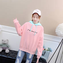 Women FRIENDS Letter Print Sweatshirt Spring Autumn Fleece Loose Casual Harajuku Streetwear Contrast Color Splicing Hoodies Tops 2024 - buy cheap