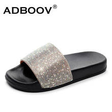 ADBOOV Fashion Rhinestone Slippers Women Slides Flat Flip Flops Crystal Diamond Bling Beach Slipper Summer Shoes 2024 - buy cheap