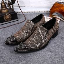 Zapatos de piel auténtica para hombre, calzado Formal de piel de serpiente, a la moda, con punta en pico, para fiesta y negocios, talla grande 2024 - compra barato