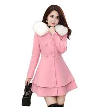 2022 New Autumn Winter Woolen Windbreakers Jacket Women Medium Long Hooded Overcoat Lady Slim Wool Outerwear Female 2024 - buy cheap
