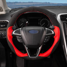 Funda de cuero de ante para volante de coche, cosida a mano, para Ford Fusion Mondeo 2013 2014 EDGE 2015 2016 2024 - compra barato