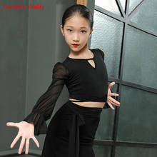 Latin Dance Top Tulle Long Sleeve shirt Training Clothes Girls Autumn And Winter Competition Performance Clothing 2024 - buy cheap