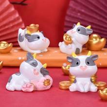 7Pcs Cute Mini Cow Ingot Model Figurine Ornament Fortune Luck Home Desktop Decor Cow Ingot Figurine Home Resin Decoration 2024 - buy cheap