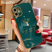 Boucho Electroplated Case For iPhone 12 Pro Max 12Mini 11 Pro XS Max XR X 7 plus 8Plus Luxury Plain Color Deer Pattern TPU Cover 2024 - buy cheap