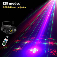 Remote 128 Patterns RGB DJ Laser Projector Stage Lighting Effect Disco Club Xmas Party Holiday Show Light With 3W Blue LED 2024 - buy cheap