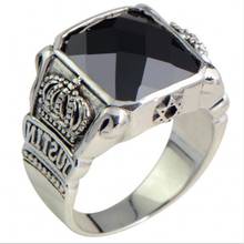 BOCAI New 100% real 925 silver jewelry fashion ring for man vintage Thai silver crown black agate S925 silver men's rings 2024 - buy cheap