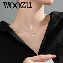 WOOZU-Cadena de cuentas de plata esterlina 100% 925 auténtica para mujer, colgante de corazón de amor, collar de clavícula para mujer, joyería coreana Simple 2024 - compra barato