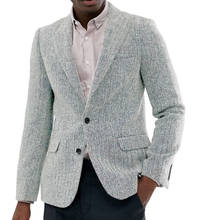 Men's Herringbone Jacket Tweed Formal Lapel Notch Tweed Wool Tuxedos Blazer Slim Fit Winter Coat Wedding Grooms(Only Jacket) 2024 - buy cheap