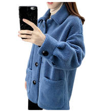 Casaco de lã de corvino feminino, jaqueta curta com pelo de alta qualidade para outono e inverno 421 2024 - compre barato