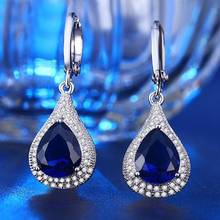 MENGYI Novas Senhoras de Luxo Ouro Branco Brinco Gota Azul Zircon Teardrop Oscila 9 2 5 Brincos Mulheres Jóia Do Casamento Acessórios 2024 - compre barato