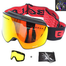 Лыжные очки с магнитными линзами, двухслойные поляризационные линзы, незапотевающие лыжные очки UV400, очки для сноуборда для мужчин и женщин, лыжные очки 2024 - купить недорого