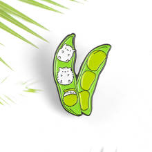 Broche de feijão verde, broche animal fofo ouriço bebê ervilho esmaltado pino de lapela planta verde crachá criativo presente de joias para amigos de crianças 2024 - compre barato