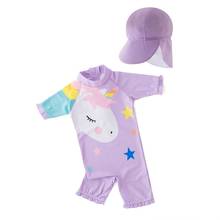 Kids Baby Swimsuit Fashion Long Sleeve Cap+Romper Swimwear New Summer Bathing Swimable Swimming Child Suit Kids Swimsuit Baby 2024 - buy cheap