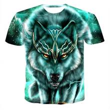 Плюс Размер 6XL 3D принт волк животное футболка с коротким рукавом Топ 2019 осень лето новые мужские крутые забавные уличные модные футболки для мужчин 2024 - купить недорого