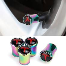 4pcs/set Car Wheel Stem Air Cover for Tesla Model S X Roadster Cybertuck Model 3 Y Colorful Auto Tire Valve Caps Accessories 2024 - buy cheap