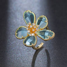 Funmode pingente bonito de flor de cristal multicolorida ajustável anel de dedo para mulheres anillos mulher atacado fr116 2024 - compre barato