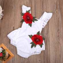 0-24M Newborn Baby Bodysuits Girls Summer Clothes Rose Embroidery Fly Sleeve Square Neck Bodysuit Jumpsuit Baby Outfits Sunsuits 2024 - buy cheap