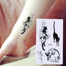 10.5*6cm à prova dwaterproof água falso henna indolor tatto adesivo gato preto sexy tatuagem temporária corpo arte braço flash tatuagem adesivos 2024 - compre barato