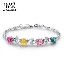 WEGARASTI-pulsera de plata de ley 925 con piedras preciosas para mujer, brazalete de Plata de Ley 925, regalo para fiesta de bodas 2024 - compra barato