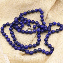 8mm round beads long necklace chain for women natural lapis lazuli stone wholesale price fashion diy jewelry 36inch B3211 2024 - buy cheap
