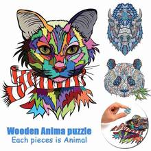 Creative Wooden Puzzles Animal Cock Cat Bull Panda Jigsaw Puzzle Wood Wooden Jigsaw Puzzle Educational Toys For Kids Adults 2024 - buy cheap