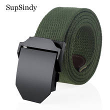 SupSindy-Cinturón de lona para hombres, hebilla de metal negra de lujo, cinturones Vaqueros, cinturón táctico militar del ejército 2024 - compra barato