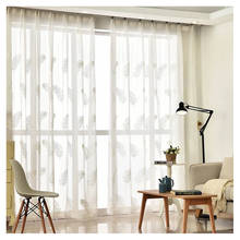 Lychee-cortinas de tul con estampado de hojas para ventana, color blanco sólido, para sala de estar, modernas 2024 - compra barato