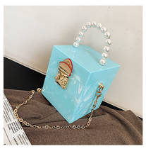 Pearl Tote Hard Box Bag New Quality PU Leather Women's Designer Handbag Chain Shoulder Messenger Bag Mini Banquet bag 2024 - buy cheap