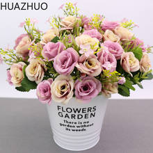 10 unidades/buquê de flores artificiais, flor pequena, bud de seda, simulação de rosa, folhas verdes, vaso de casa, decoração de jardim para casamento 2024 - compre barato