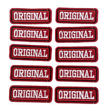 Red with white ORIGINAL Embroideried Iron on Patches Badge for Clothes Shoes Handbags Letters Embroidery Appliques 10pcs/lot 2024 - buy cheap