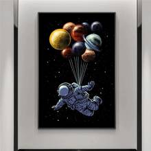 Pósteres e impresiones de Arte de dibujos animados de viajero espacial, lienzo abstracto de astronauta, pinturas en lienzo en la pared, imágenes artísticas para habitación de niños 2024 - compra barato