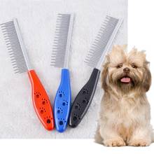 Pet trimmer cabelo grooming pente aço inoxidável pino filhote de cachorro cão pulga derramamento escova 2024 - compre barato