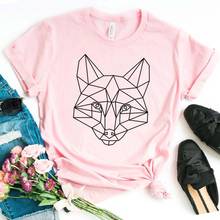 Camiseta feminina com estampa de raposa geométrica, camiseta de algodão hipster engraçada, presente, garota, top, drop shipping 2024 - compre barato