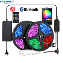 Светодиодная лента RGB, светодиодный светильник SMD 5050, водонепроницаемая лента, светодиодный светильник, гибкая лента RGB, светодиодный адаптер с Bluetooth контроллером 2024 - купить недорого