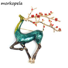 Morkopela Elk Moose Animal Brooch Pin Vintage Brooches and Pins Jewelry Metal Big Broach Accessories For Women 2024 - buy cheap