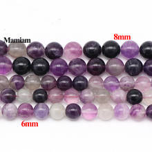 Mamiam-Cuentas de fluorita púrpura Natural, 6-10mm, piedra redonda lisa y suelta, pulsera, collar, fabricación de joyas, diseño Gigt de piedras preciosas 2024 - compra barato