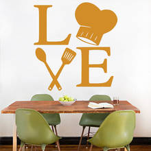 Love Chef's hat and Spatula Vinyl Wall Sticker For Kitchen Decoration Decal Waterproof Murals Home Decor Wallpaper Poster HQ1123 2024 - buy cheap