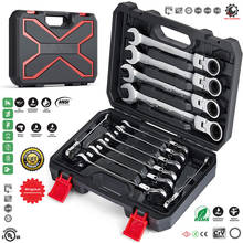 12pcs Flex-Head Ratcheting Wrench Set,Metric 8-19mm,Combination Ended Spanner kits,Chrome Vanadium Steel Combination Wrench set 2024 - buy cheap