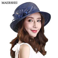MAERSHEI-sombreros de Organza para mujer, gorro de playa con flores, informal, elegante, protección solar, moda Floral 2024 - compra barato