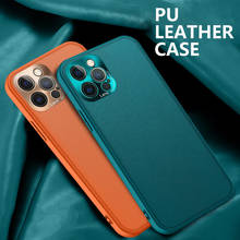 Capa de couro pu para iphone 12 pro max, à prova de choque, capa traseira amortecedora para apple 12, capa rígida de pc para iphone 12 mini capa 2024 - compre barato