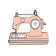 Pink Sewing Machine Enamel Pin Custom Brooches Bag Clothes Lapel Pin Handcraft Badge Cartoon Jewelry Gift for Kids Friends 2024 - buy cheap