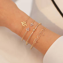 4PCs Crystal Infinity Bracelets Gold 8 Love Letter Star Charm Wrist Chain Bracelets Set for Lover 2024 - buy cheap