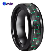 Black Tungsten Carbide Ring Black Rings For Women Men With Black+Green Carbon Fiber Inlay 8MM Comfort Fit 2024 - buy cheap