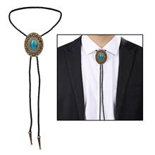 Fashion Mens Leather Turquoise Stone Bolo Tie Necklace Jewelry Retro Western Cowboy Mens Gifts Necktie Men Accessories 2024 - buy cheap