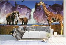 Personalizado mural 3d foto papel de parede animal africano leão elefante girafa cachoeira decoração da sua casa para paredes 3 d em rolos 2024 - compre barato