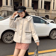 2020 Autumn Winter Elegant Faux Fur Coat Women Warm Soft Single Breaste Jacket Female Plush Overcoat Pocket Casual Teddy Outwear 2022 - buy cheap