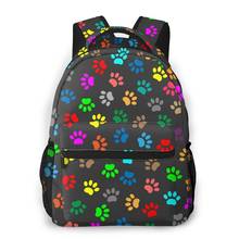 Mochila casual para viagem, bolsa de ombro colorida com estampas de pata de animal, bolsa escolar, da moda, para meninas adolescentes 2024 - compre barato