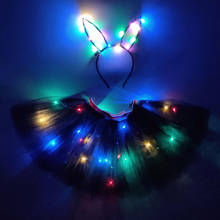 Luzes led meninas crianças roupas brilhante estrela tutu saia princesa festa tutus tule pettiskirt crianças ballet dança wear 2024 - compre barato