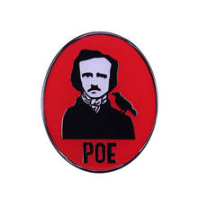Edgar Allan Poe Raven crow enamel pin brooch Romantic Writer Poet Series Literature badge Halloween Weird Gothic Decor 2024 - buy cheap